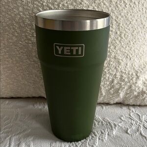 Yeti Green Tumbler with Silver Rim